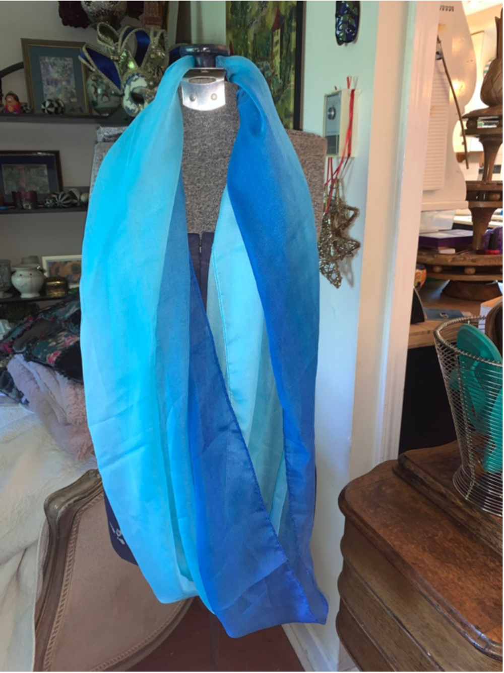 Women's Unbranded Blue Ombre Polyester Scarf One Size